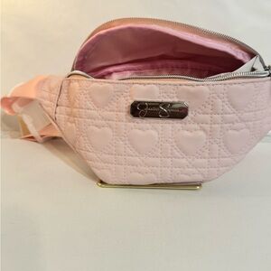 Jessica Simpson Light Pink Quilted Heart Mini Belt Bag